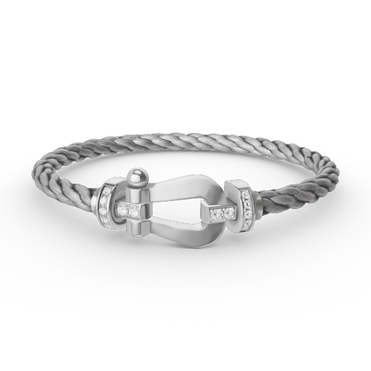 [Love Aura]FORCE LARGE HORSESHOE HALF DIAMOND BRACELET SILVER