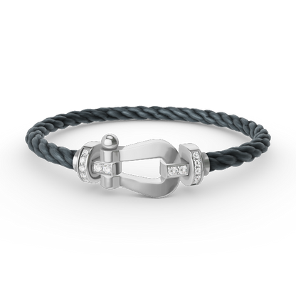 [Love Aura]FORCE LARGE HORSESHOE HALF DIAMOND BRACELET SILVER