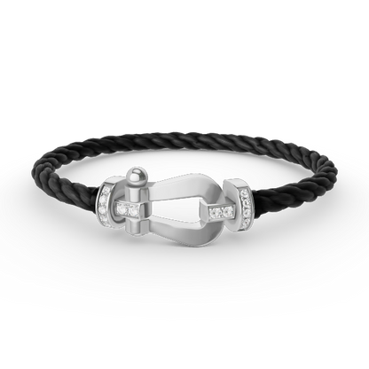 [Love Aura]FORCE LARGE HORSESHOE HALF DIAMOND BRACELET SILVER