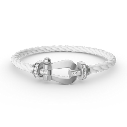 [Love Aura]FORCE LARGE HORSESHOE HALF DIAMOND BRACELET SILVER